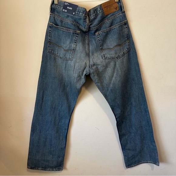 American Eagle Outfitters Men's Relaxed Low Rise Jeans 32x30 Y2K Boy Band Blue - Picture 4 of 9